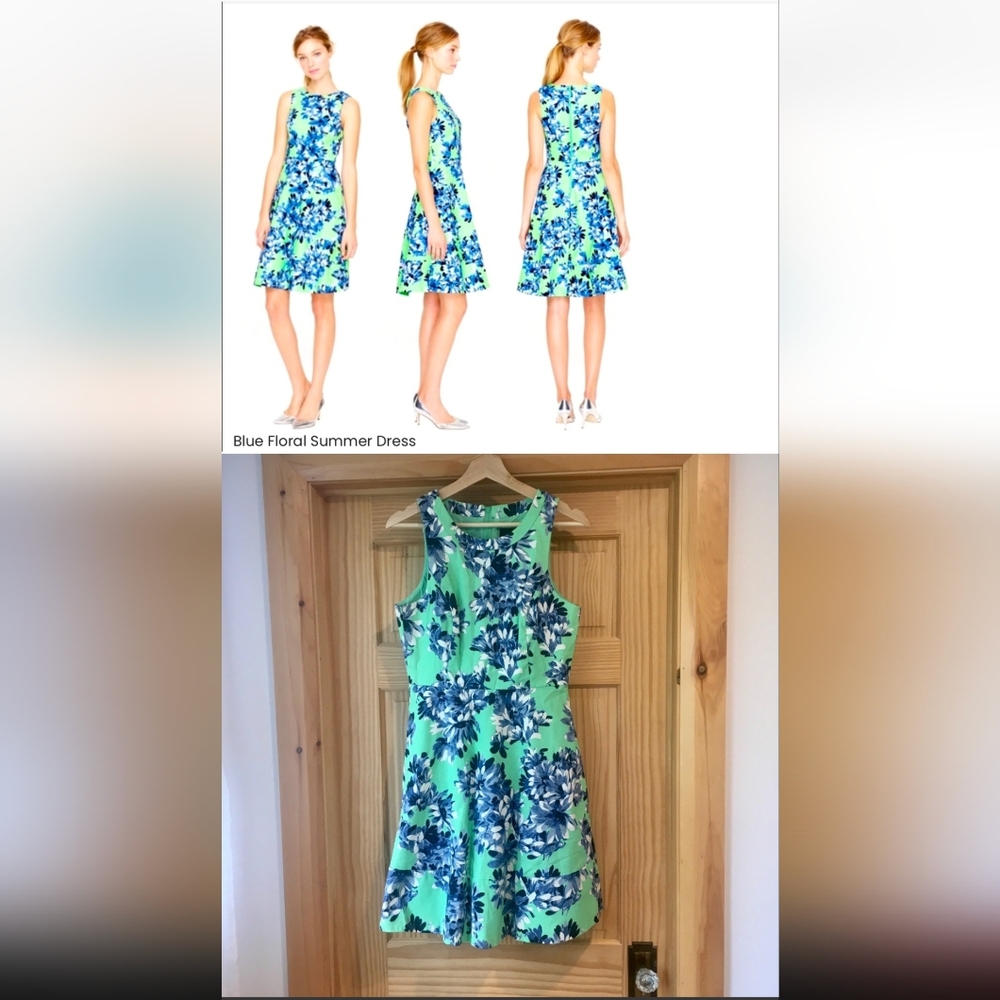 Lovely Cotton Summery J Crew blue floral dress.